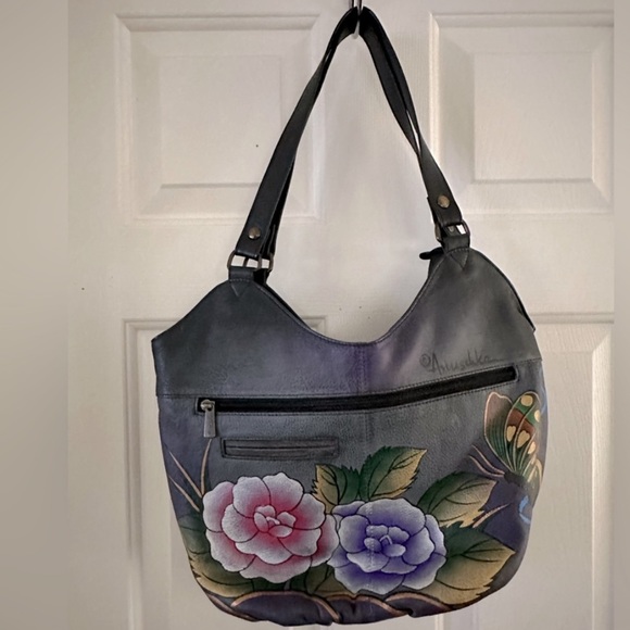 Anushka 'butterfly' handbag, large, 1 small attachment - hand painted leather - Picture 2 of 12